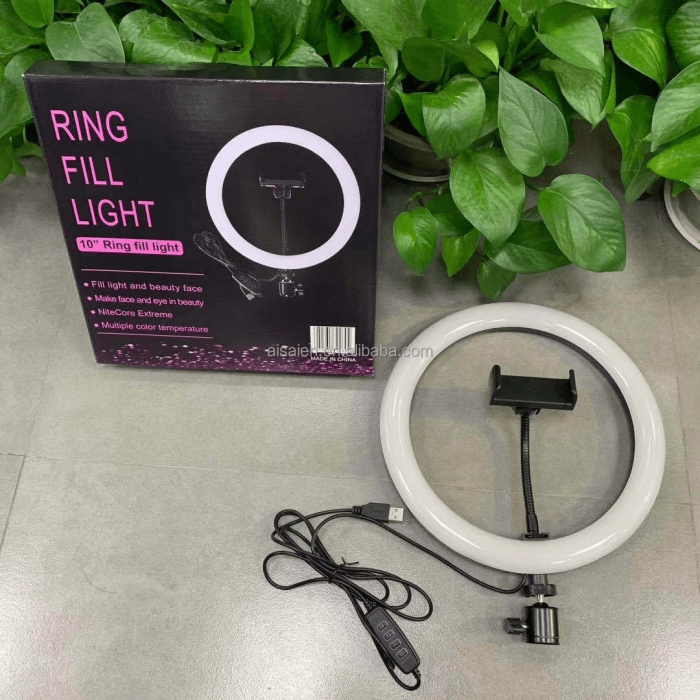 Desktop Ring Lamp 10 Inch With Desk Tripod Live Replenishment Light Make Up Photographic Selfie Ring Light