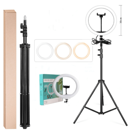 2022 Hot Selling Dimmable Led 12 Inch Ring Light With 2.1m Tripod And Phone Selfie Clip Make Up Video Photographic Ring Lamp